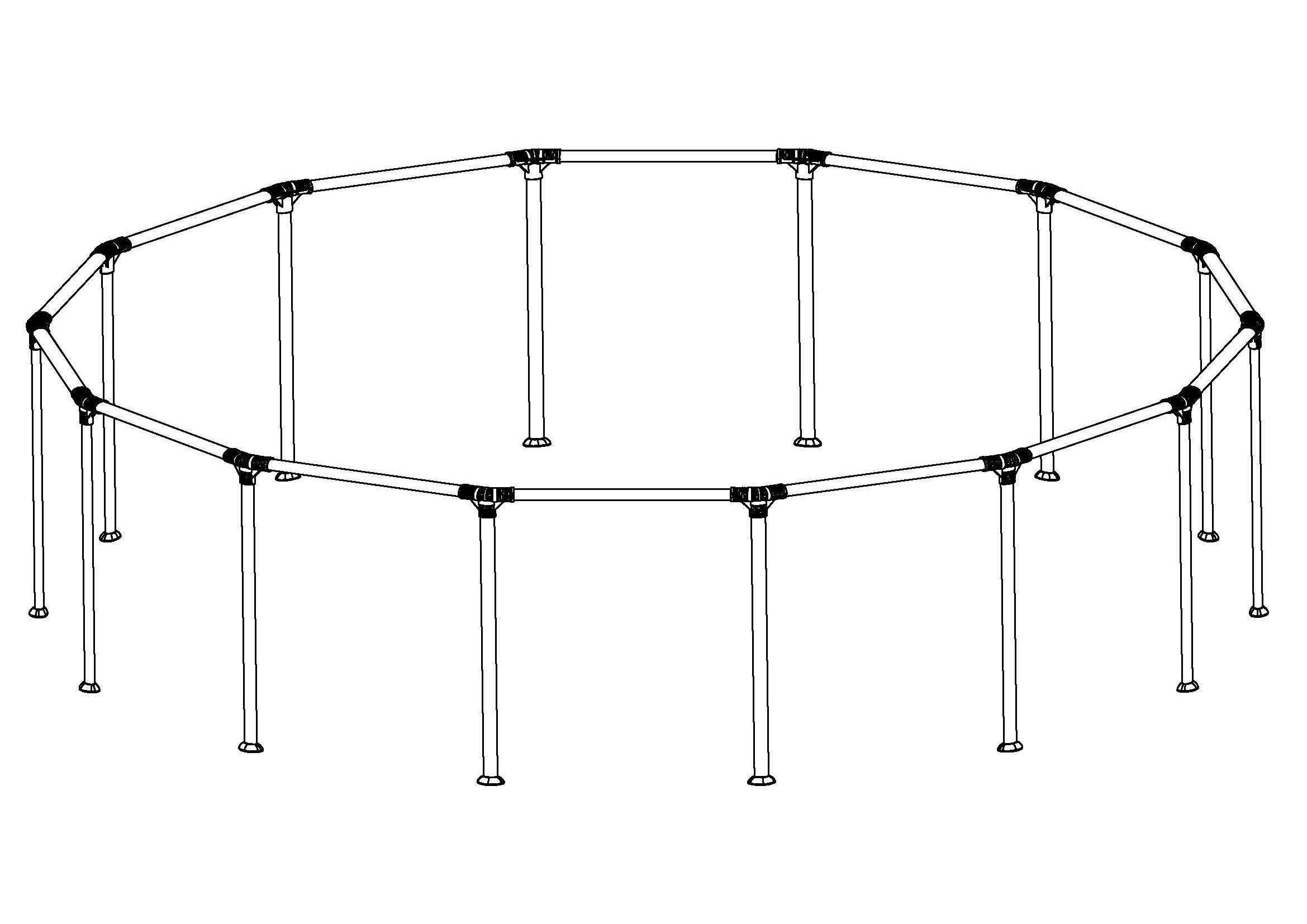 Coleman Steel Pro MAX 14' x 33 Above Ground Round Pool Frame Set Replacement. Silver (Top Rail and Vertical Legs)
